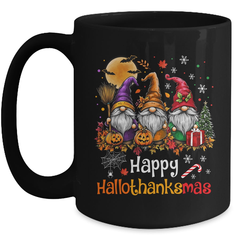 Happy Hallothanksmas Gnomes Lover Halloween Merry Christmas Mug | teecentury