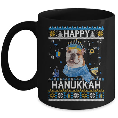 Happy Hanukkah Bulldog Hanukkah Ugly Sweater Christmas Mug | teecentury