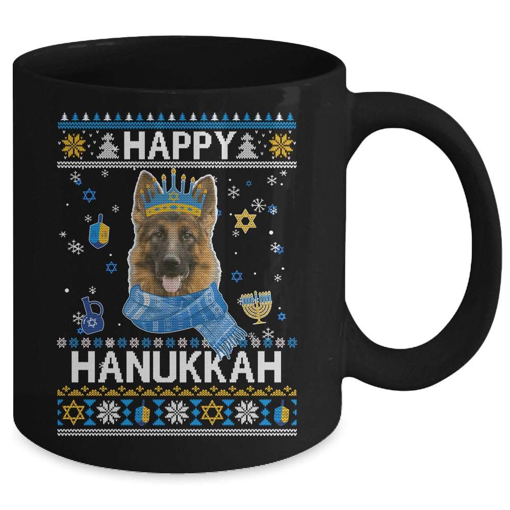 Happy Hanukkah German Shepherd Hanukkah Ugly Sweater Christmas Mug | teecentury