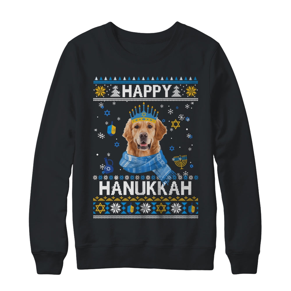 Happy Hanukkah Golden Retriever Hanukkah Ugly Sweater Christmas Shirt & Sweatshirt | teecentury