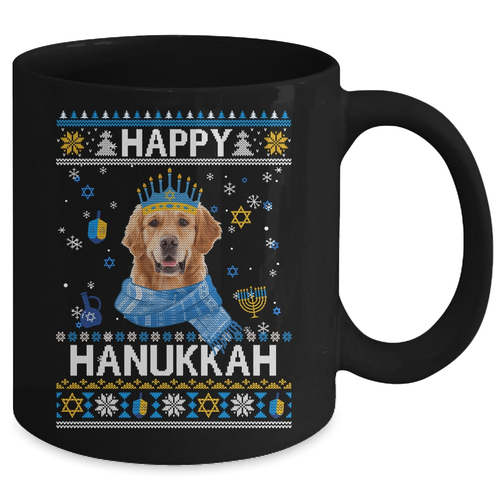 Happy Hanukkah Golden Retriever Hanukkah Ugly Sweater Christmas Mug | teecentury