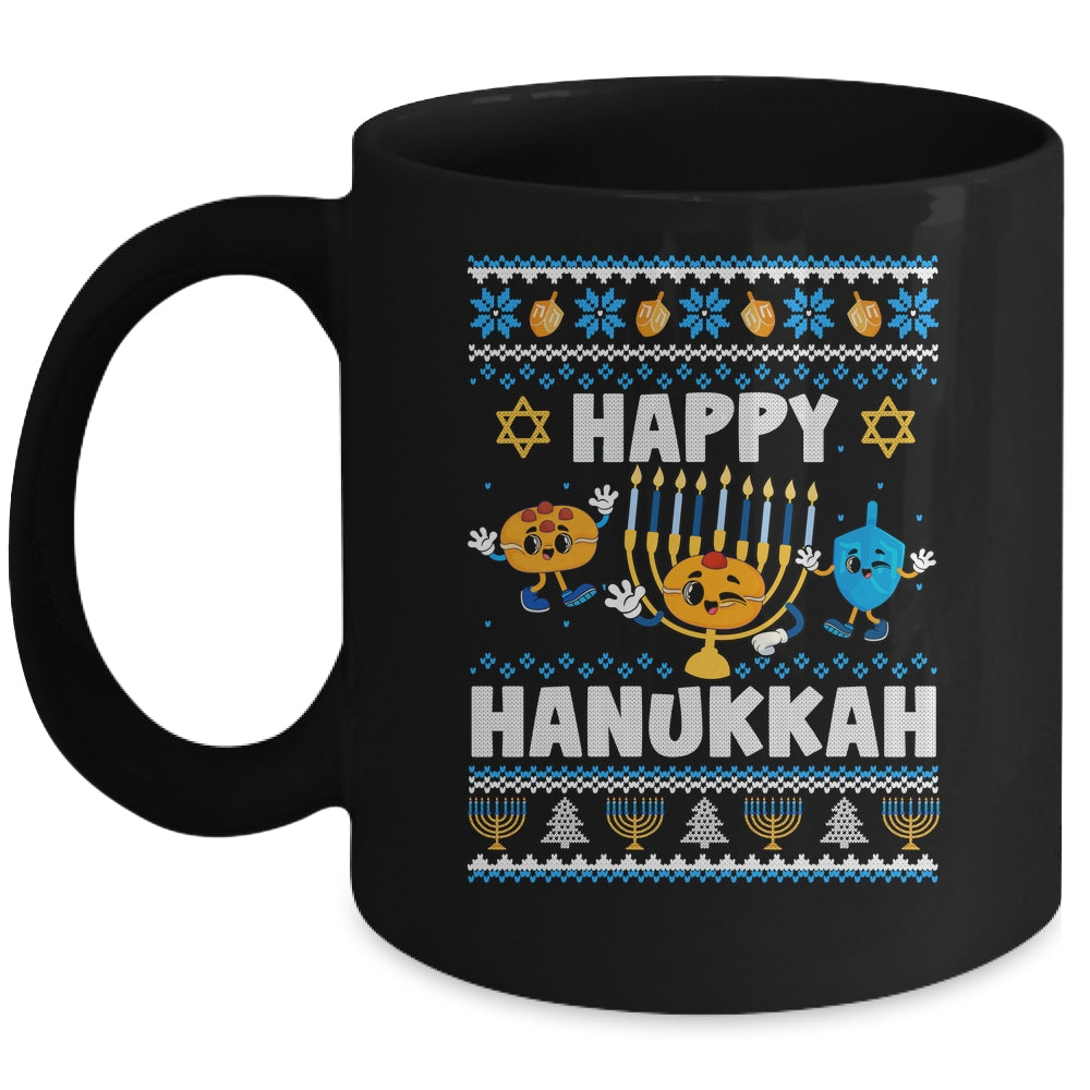 Happy Hanukkah Menorah Dreidel Ugly Chanukah Men Women Mug | teecentury