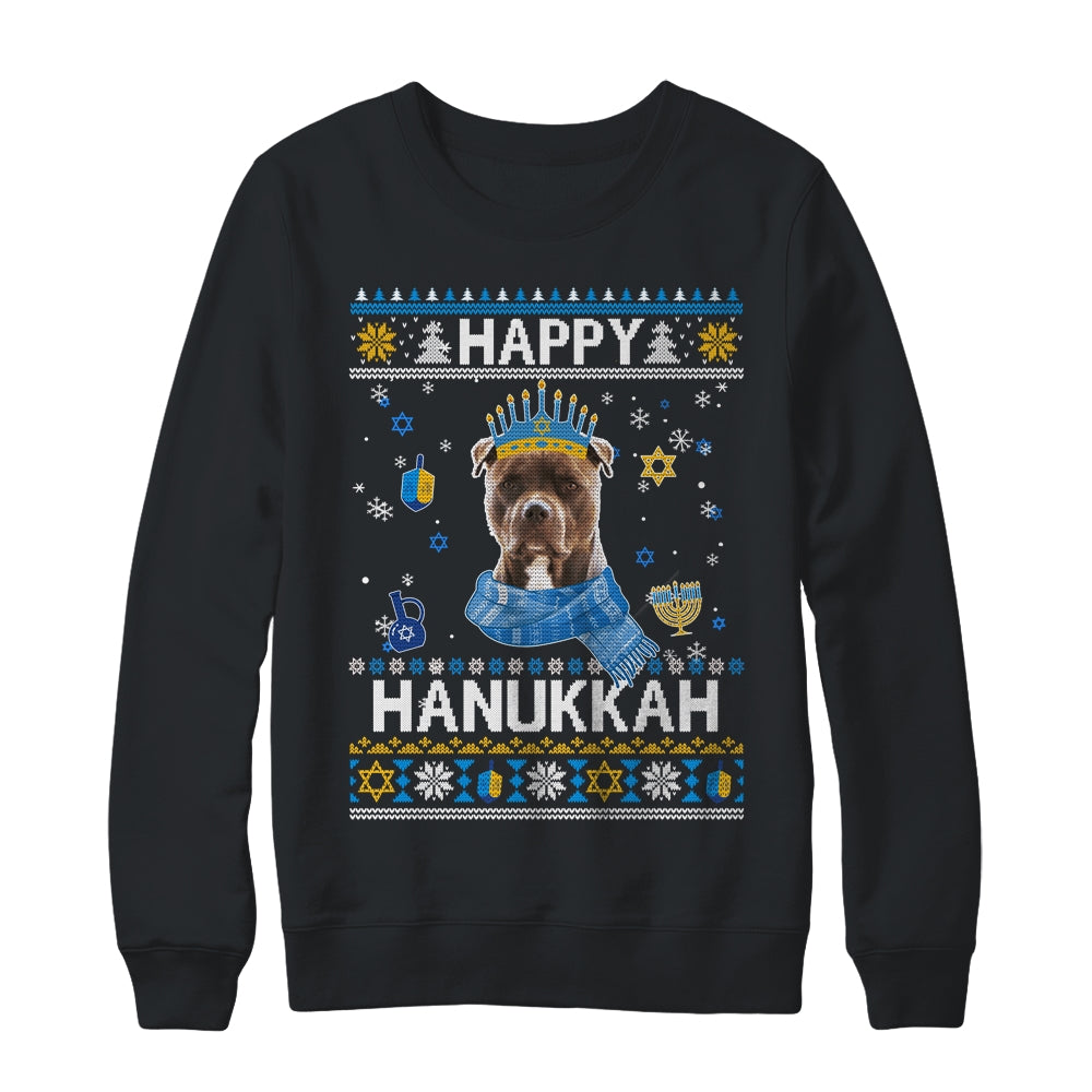 Happy Hanukkah Pitbull Hanukkah Ugly Sweater Christmas Shirt & Sweatshirt | teecentury