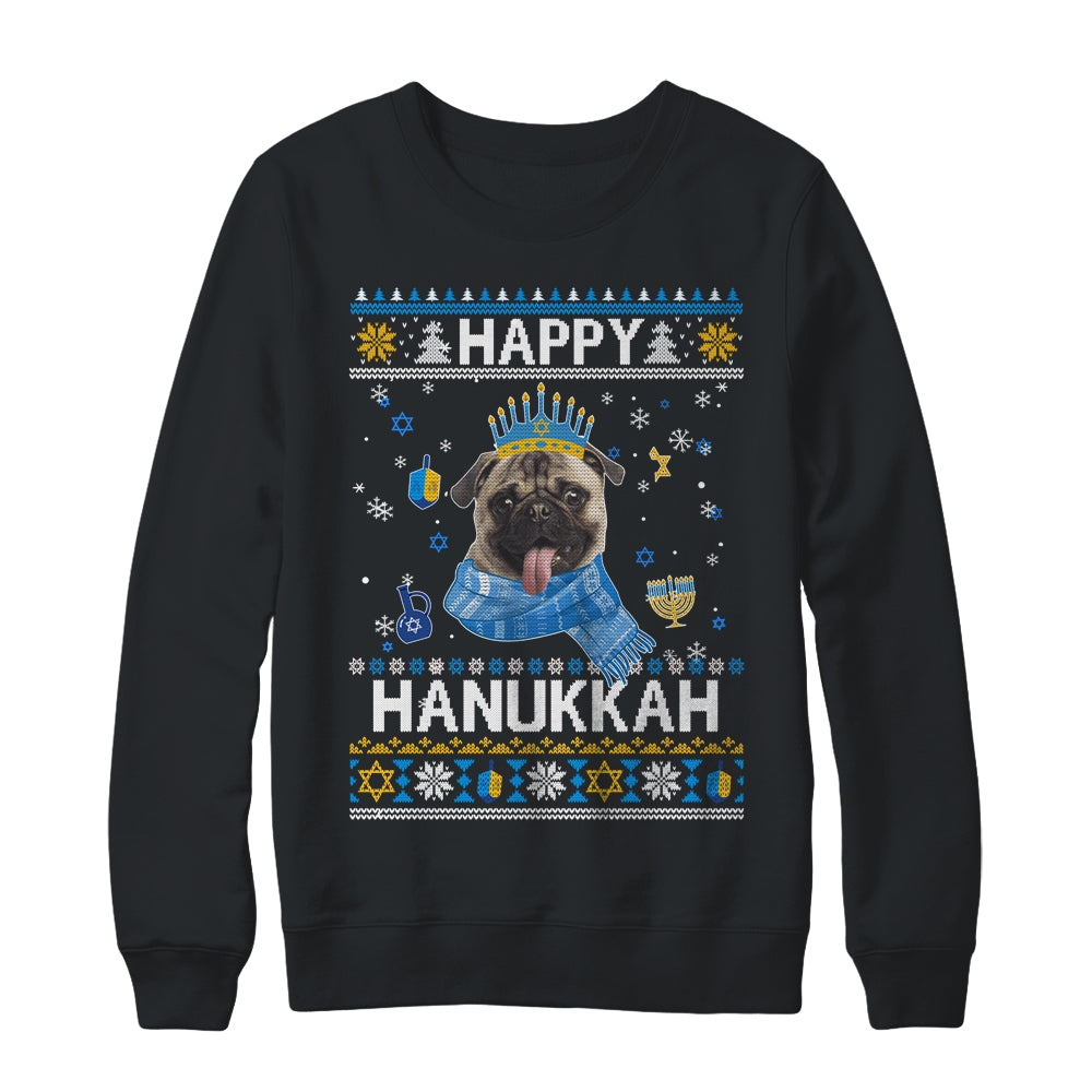 Happy Hanukkah Pug Hanukkah Ugly Sweater Christmas Shirt & Sweatshirt | teecentury