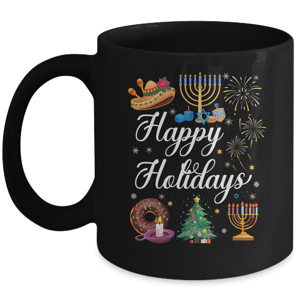 Happy Holidays Hanukkah Christmas Kwanzaa Happy New Year Mug | teecentury