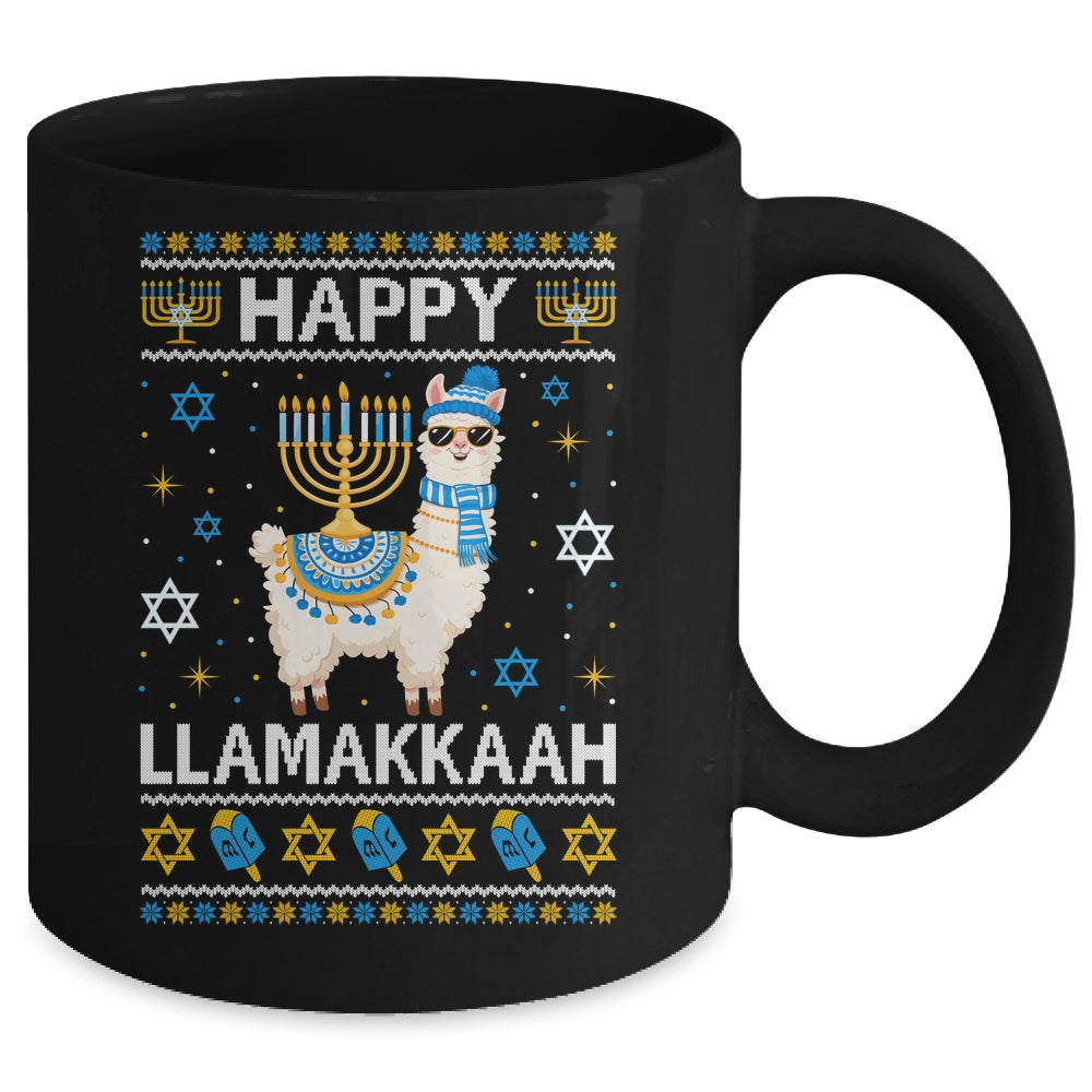Happy Llamakkah Llama Alpaca Hanukkah Ugly Chanukah Christmas Mug | teecentury