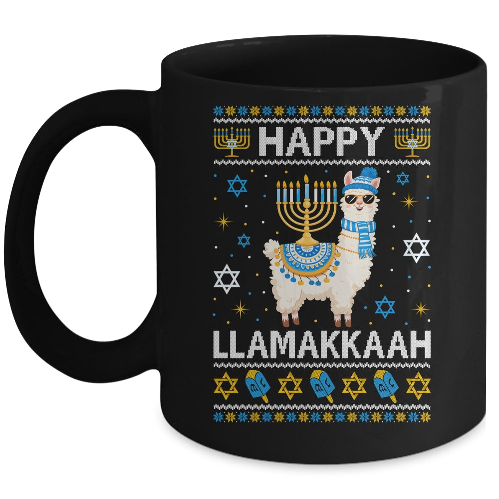 Happy Llamakkah Llama Alpaca Hanukkah Ugly Chanukah Christmas Mug | teecentury