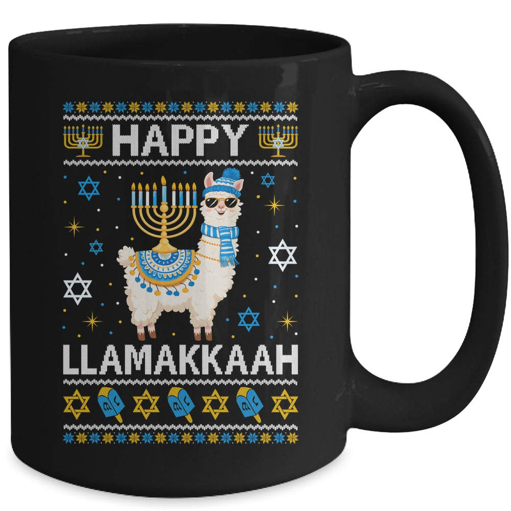 Happy Llamakkah Llama Alpaca Hanukkah Ugly Chanukah Christmas Mug | teecentury