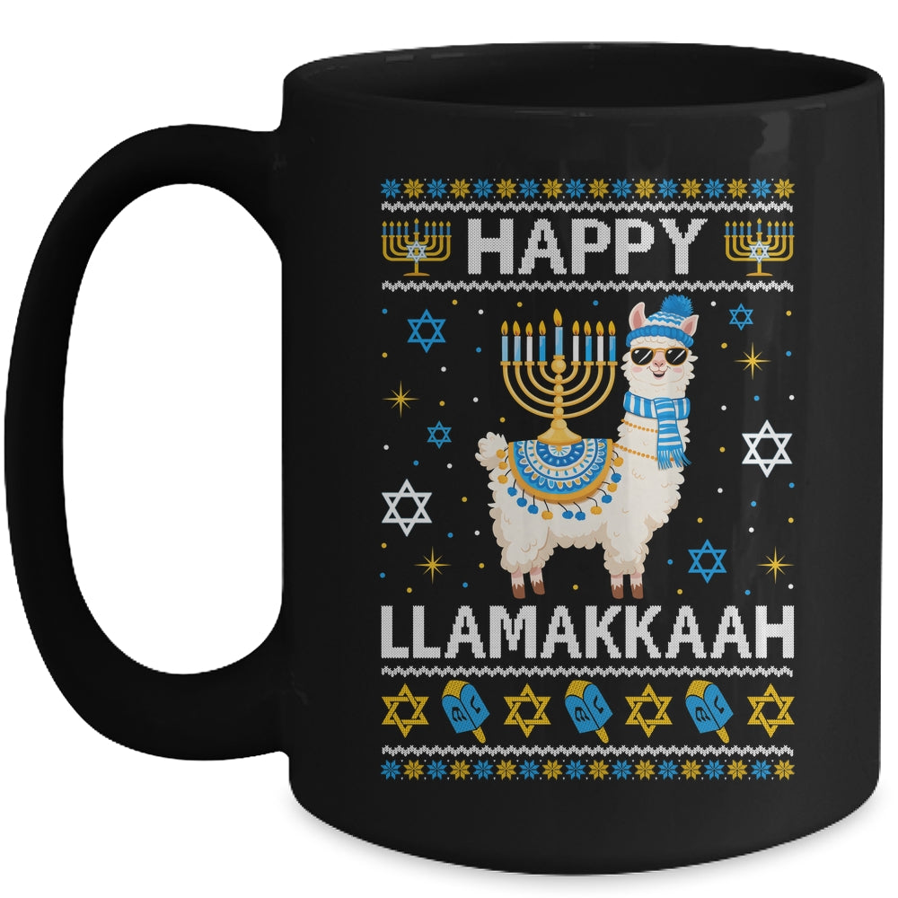 Happy Llamakkah Llama Alpaca Hanukkah Ugly Chanukah Christmas Mug | teecentury