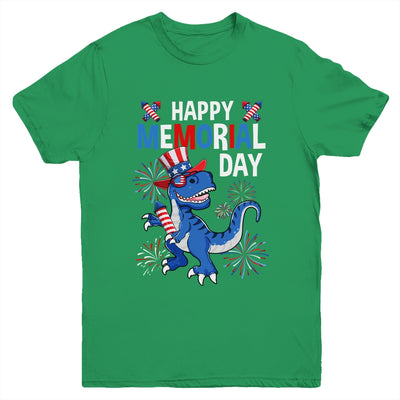 Happy Memorial Day 4th Of July Dinosaur American Flag Hat Youth Shirt | teecentury