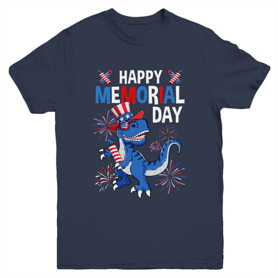 Happy Memorial Day 4th Of July Dinosaur American Flag Hat Youth Shirt | teecentury