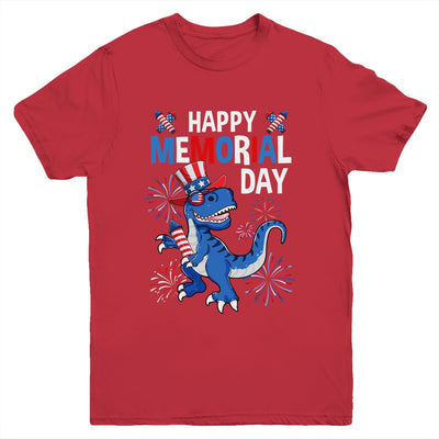 Happy Memorial Day 4th Of July Dinosaur American Flag Hat Youth Shirt | teecentury