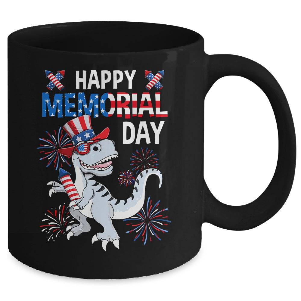Happy Memorial Day 4th Of July Dinosaur US American Flag Mug | teecentury