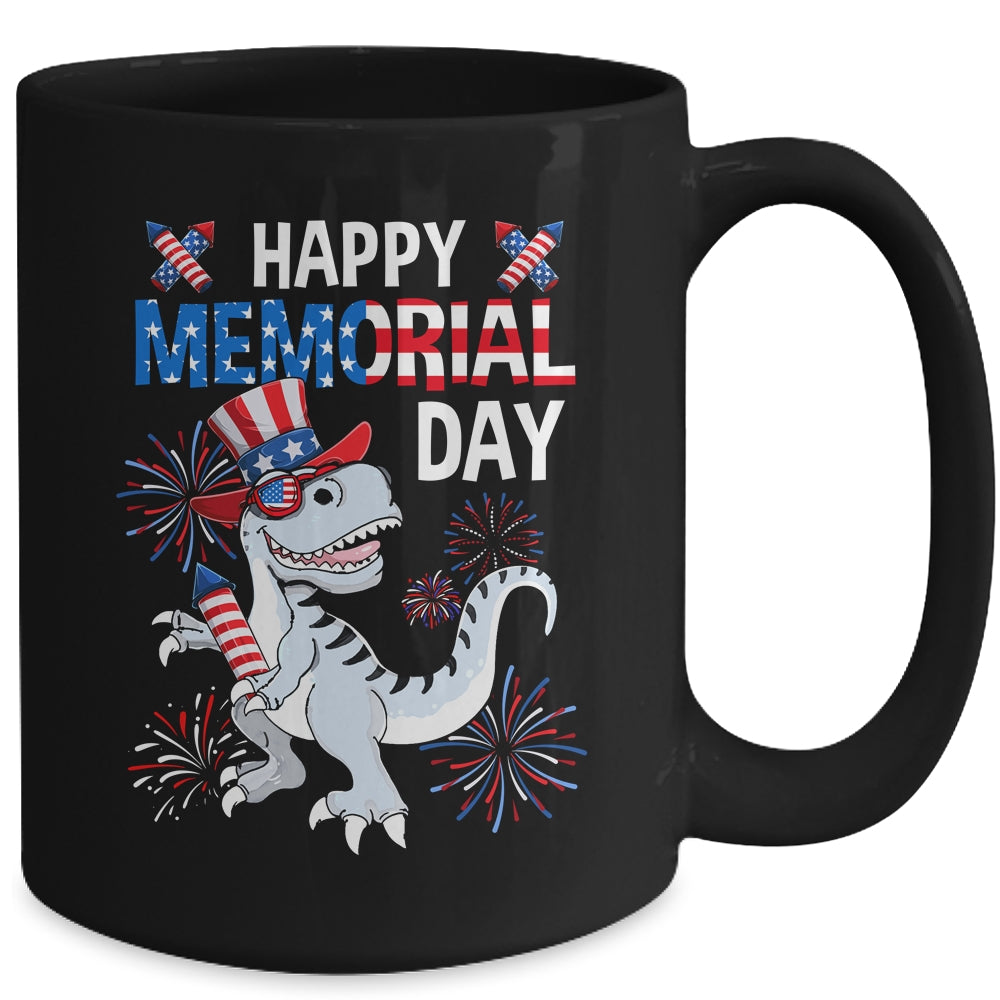 Happy Memorial Day 4th Of July Dinosaur US American Flag Mug | teecentury