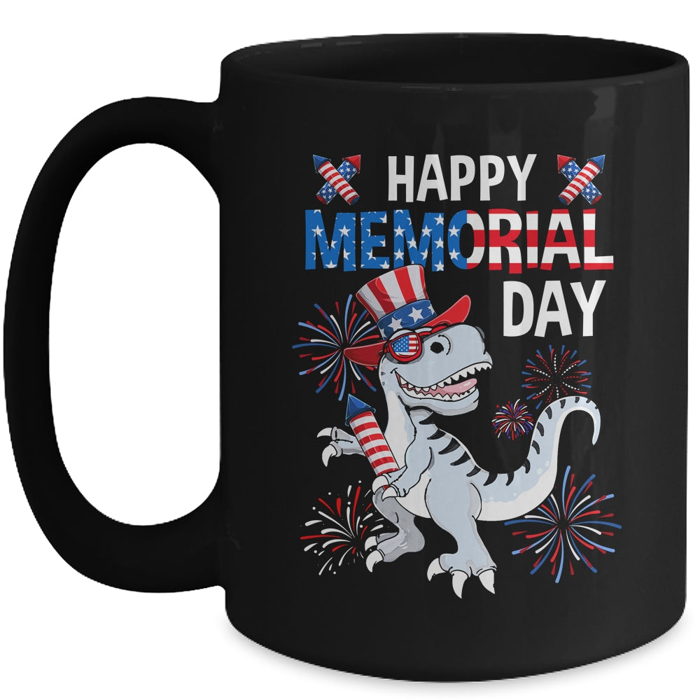 Happy Memorial Day 4th Of July Dinosaur US American Flag Mug | teecentury