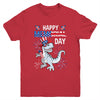 Happy Memorial Day 4th Of July Dinosaur US American Flag Youth Shirt | teecentury