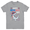 Happy Memorial Day 4th Of July Dinosaur US American Flag Youth Shirt | teecentury