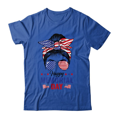 Happy Memorial Day 4th Of July Messy Bun American Flag Shirt & Tank Top | teecentury