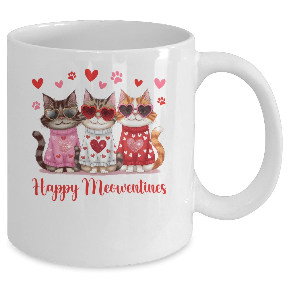 Happy Meowentine's Day Funny Girls Cat Valentines Women Mug | teecentury
