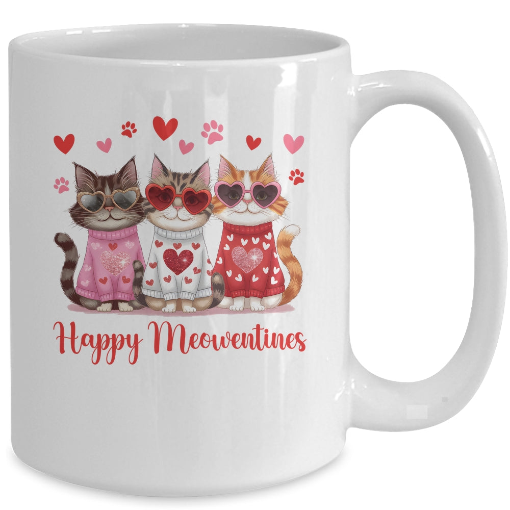 Happy Meowentine's Day Funny Girls Cat Valentines Women Mug | teecentury
