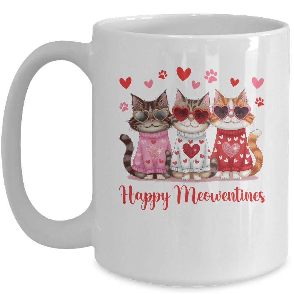 Happy Meowentine's Day Funny Girls Cat Valentines Women Mug | teecentury