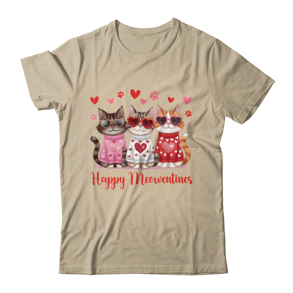 Happy Meowentine's Day Funny Girls Cat Valentines Women Shirt & Tank Top | teecentury
