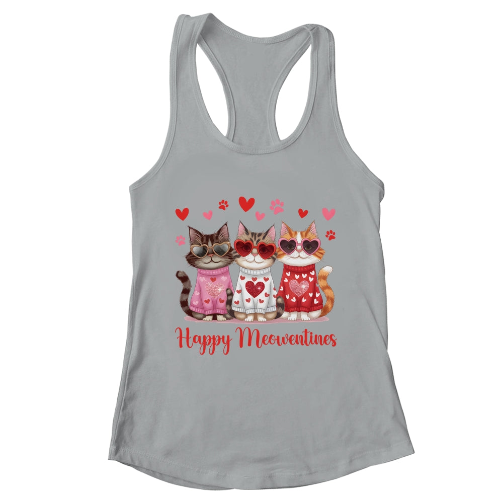 Happy Meowentine's Day Funny Girls Cat Valentines Women Shirt & Tank Top | teecentury