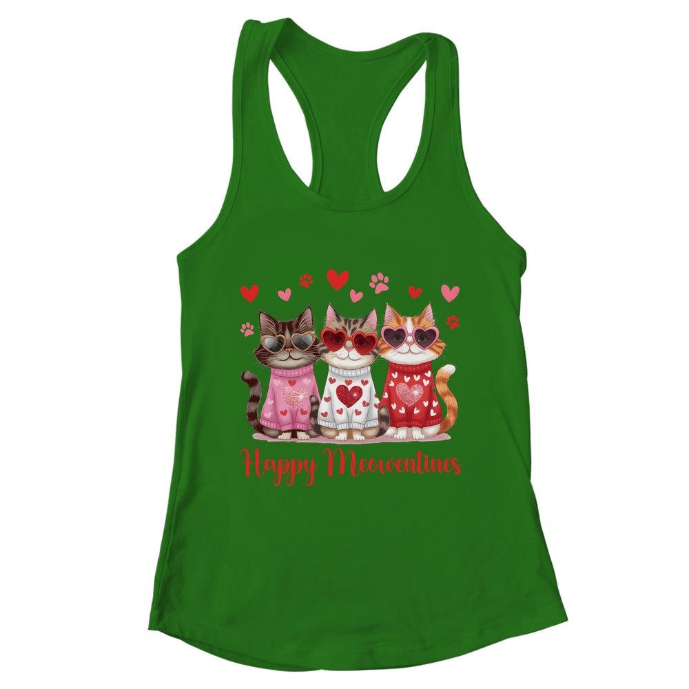 Happy Meowentine's Day Funny Girls Cat Valentines Women Shirt & Tank Top | teecentury