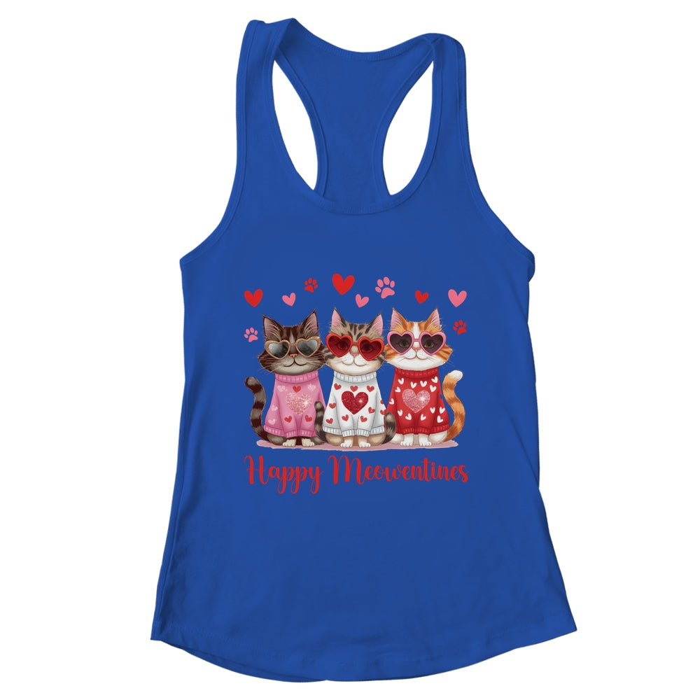 Happy Meowentine's Day Funny Girls Cat Valentines Women Shirt & Tank Top | teecentury