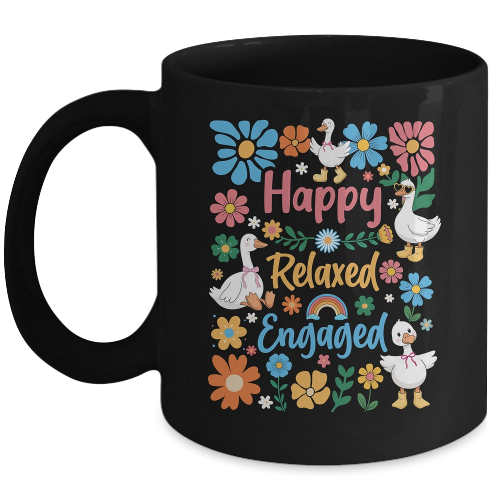 Happy Relaxed Engaged ABA Behavior Analyst Floral Goose Mug | teecentury