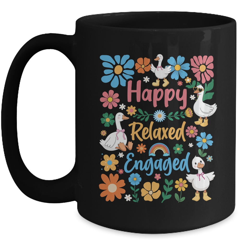 Happy Relaxed Engaged ABA Behavior Analyst Floral Goose Mug | teecentury