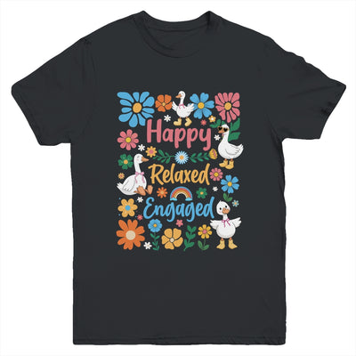 Happy Relaxed Engaged ABA Behavior Analyst Floral Goose Youth Shirt | teecentury