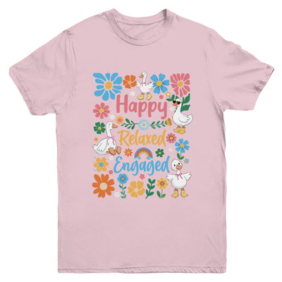 Happy Relaxed Engaged ABA Behavior Analyst Floral Goose Youth Shirt | teecentury