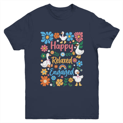 Happy Relaxed Engaged ABA Behavior Analyst Floral Goose Youth Shirt | teecentury
