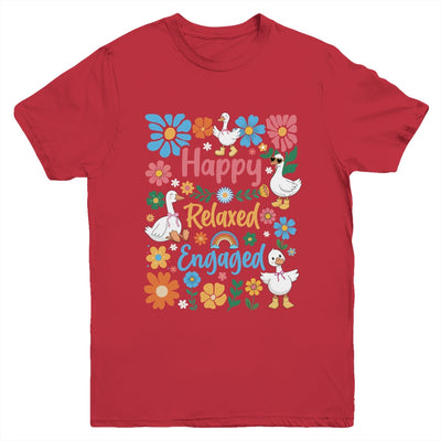 Happy Relaxed Engaged ABA Behavior Analyst Floral Goose Youth Shirt | teecentury