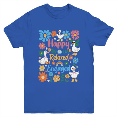 Happy Relaxed Engaged ABA Behavior Analyst Floral Goose Youth Shirt | teecentury