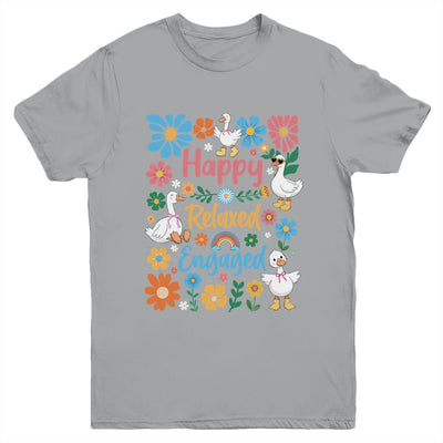 Happy Relaxed Engaged ABA Behavior Analyst Floral Goose Youth Shirt | teecentury