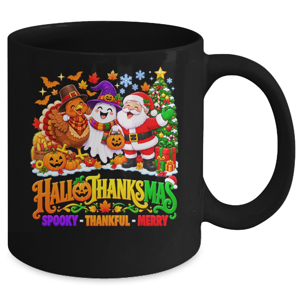 Happy Spooky Halloween Thankful Thanksgiving Merry Christmas Mug | teecentury