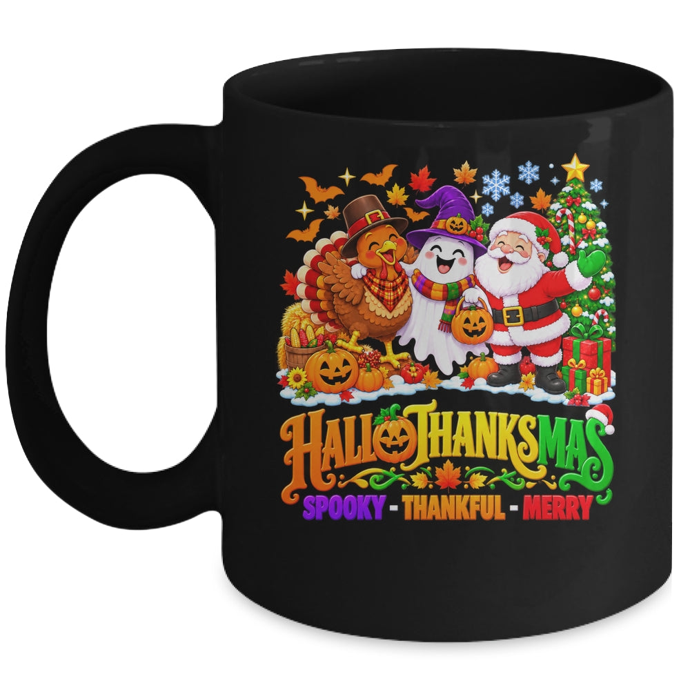 Happy Spooky Halloween Thankful Thanksgiving Merry Christmas Mug | teecentury