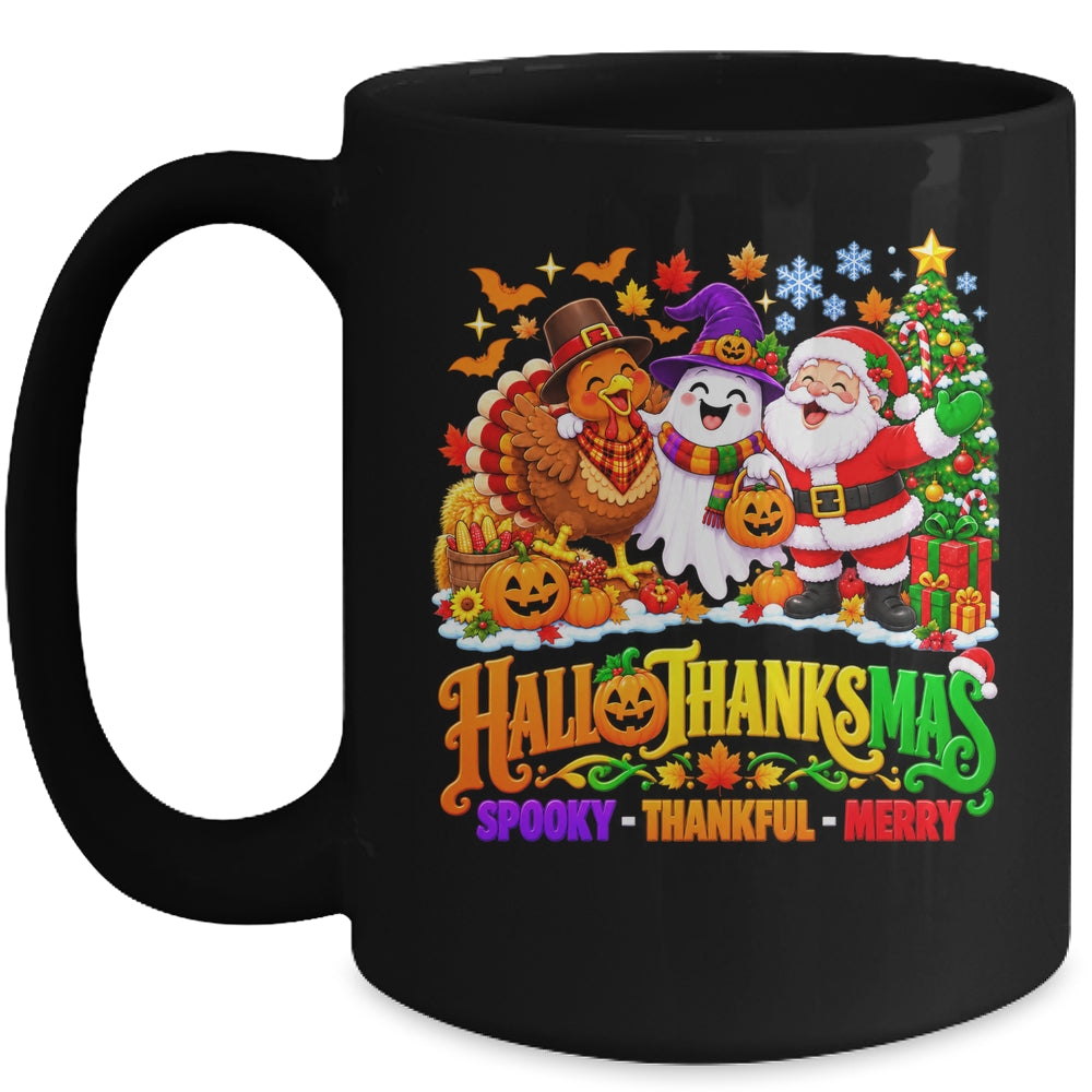Happy Spooky Halloween Thankful Thanksgiving Merry Christmas Mug | teecentury
