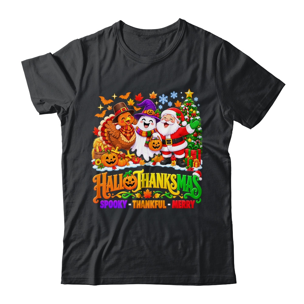 Happy Spooky Halloween Thankful Thanksgiving Merry Christmas Shirt & Sweatshirt | teecentury