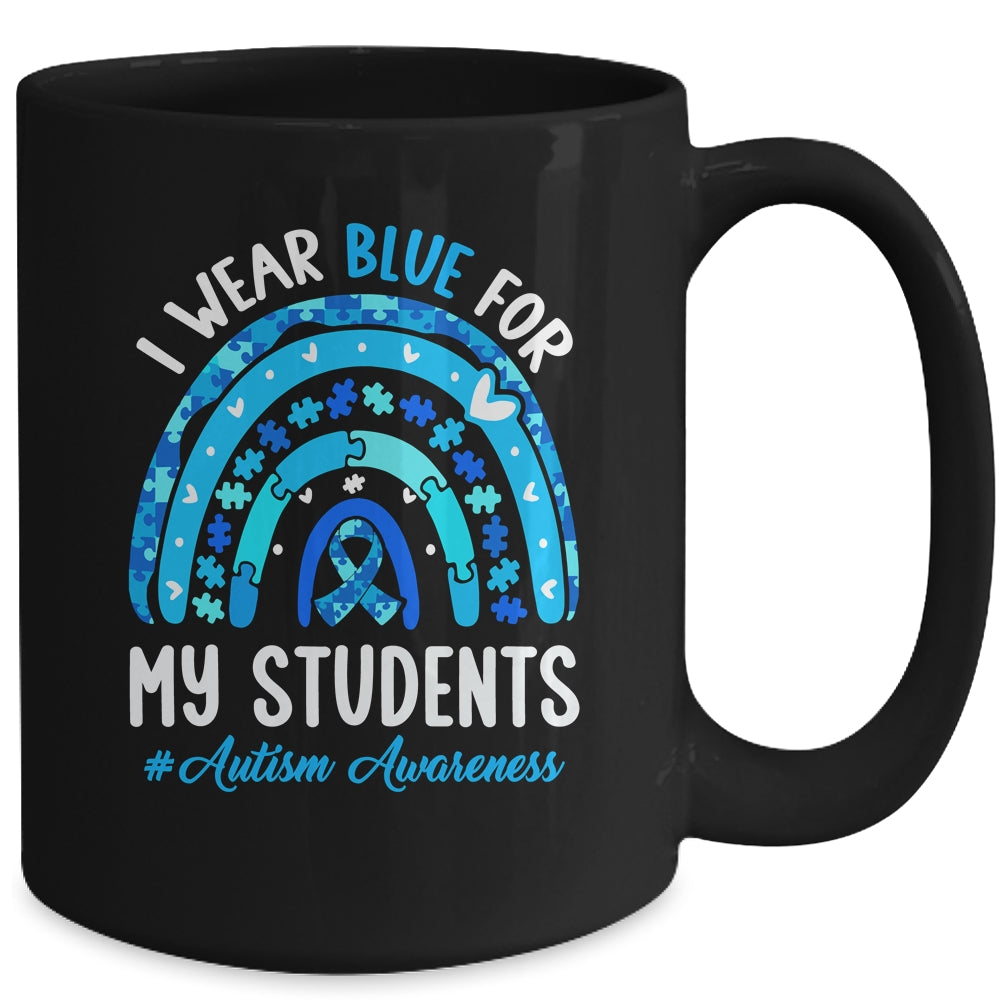 Happy Teacher I Wear Blue For My Students Autism Awarenes Mug | teecentury