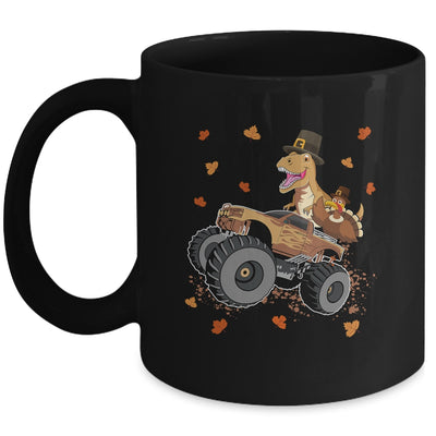 Happy Thanksgiving Dinosaur Turkey Riding Truck Kids Boys Mug | teecentury