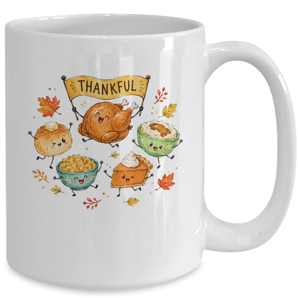Happy Thanksgiving Doodles Cute Food Characters Funny Fall Mug | teecentury