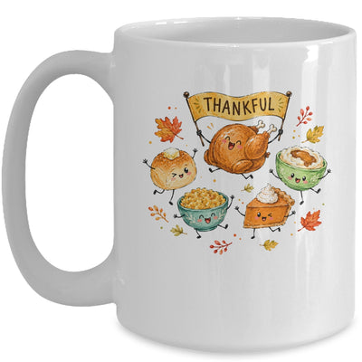 Happy Thanksgiving Doodles Cute Food Characters Funny Fall Mug | teecentury