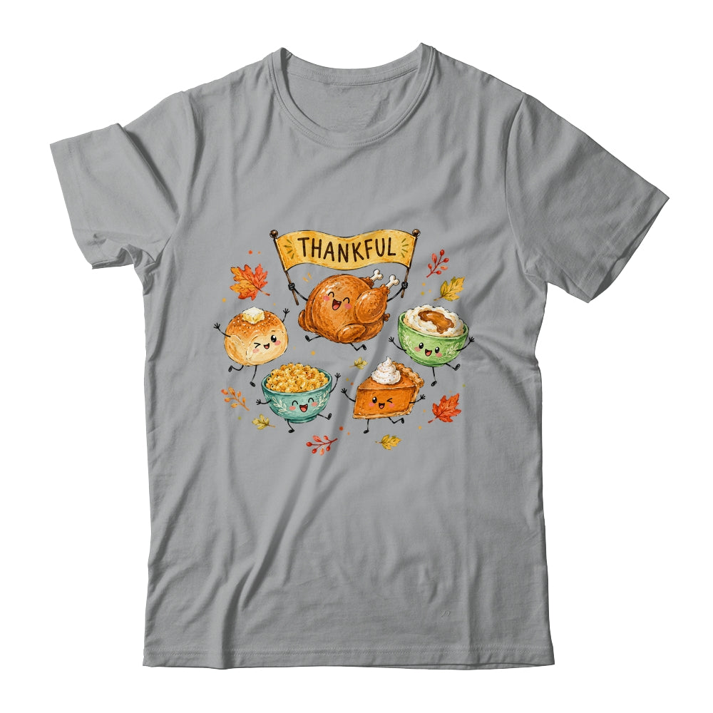 Happy Thanksgiving Doodles Cute Food Characters Funny Fall Shirt & Sweatshirt | teecentury