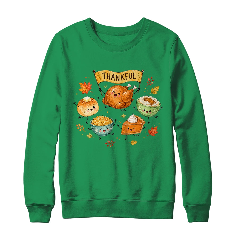 Happy Thanksgiving Doodles Cute Food Characters Funny Fall Shirt & Sweatshirt | teecentury