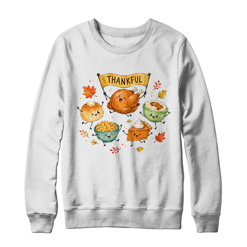 Happy Thanksgiving Doodles Cute Food Characters Funny Fall Shirt & Sweatshirt | teecentury