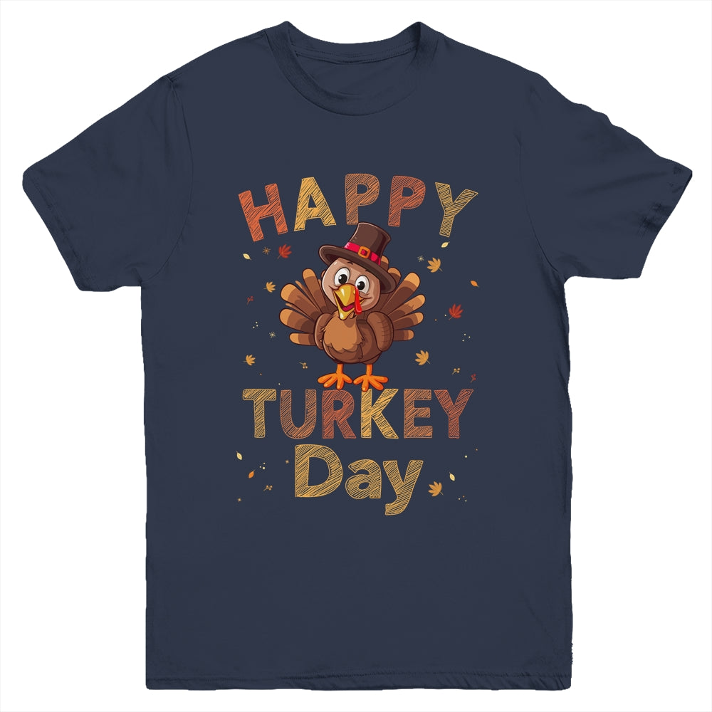 Happy Turkey Day 2023 Autumn Fall Thanksgiving Family Kids Youth Shirt | teecentury