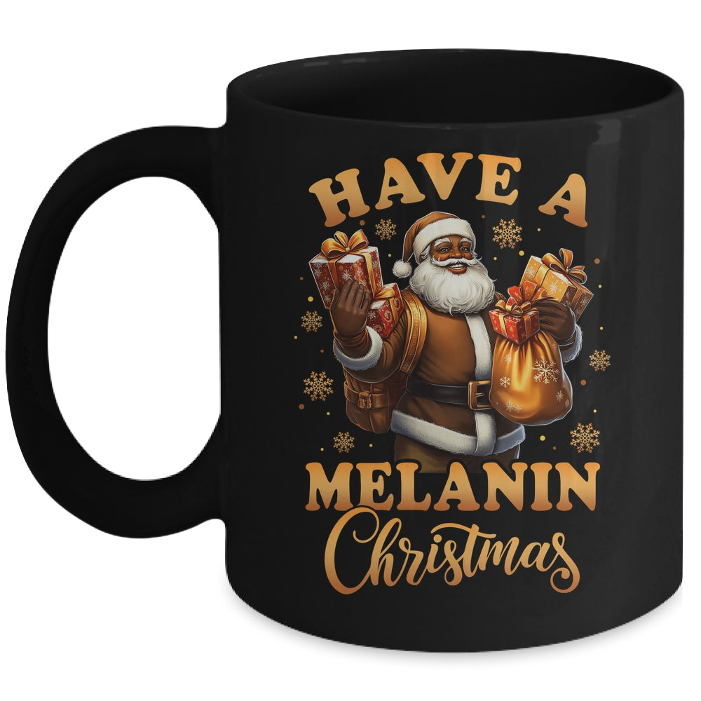 Have A Melanin Christmas African American Santa Afro Proud Mug | teecentury